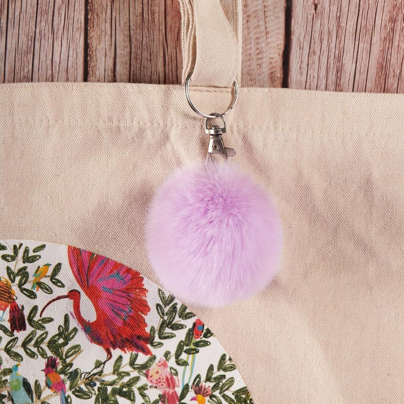 Homtable 12 Pcs Small Faux Fur Pom Pom Balls 2.75 in Fur Fluffy Pompom Ball with Elastic Loop for Hats, Shoes, Scarves, Gloves, Bags, Key Chain Charms Accessories, 2 3/4 inches (Violet) - Image 4